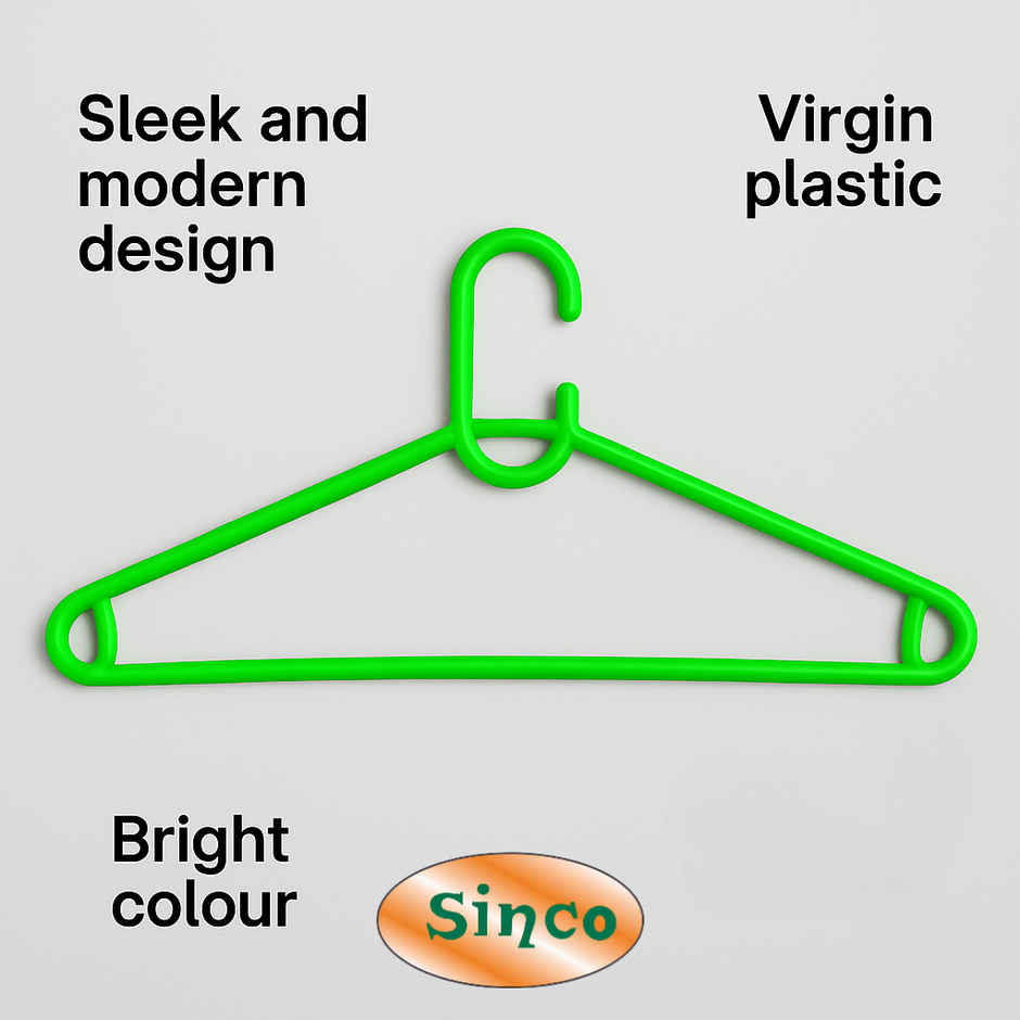 Sinco Misha Plastic Cloth Hanger - Pack of 3 pcs - Green