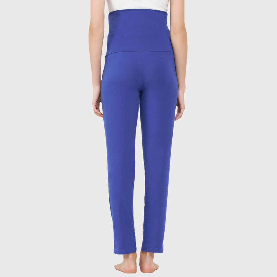Clovia Chic Basic Maternity Leggings - Cotton | Blue | M