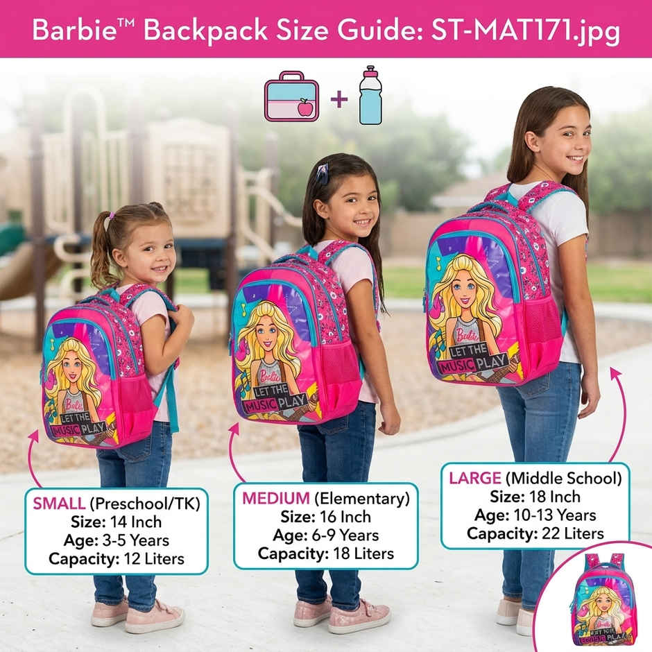 Striders Barbie School Bag for Girls Red Color 14 Inch Kids Backpack for School & Travel
