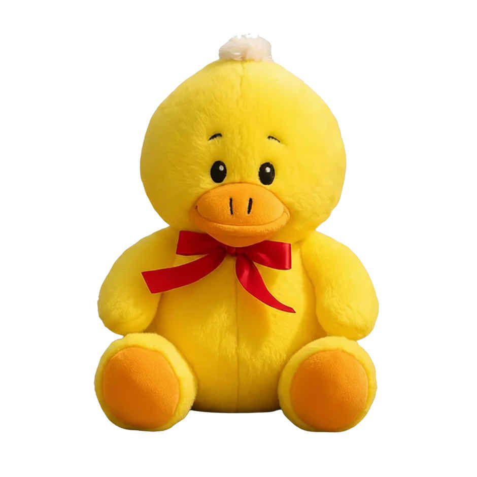 DearJoy Playful Duck with a Bow Soft Toy Yellow 25 cm