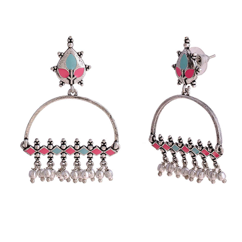 Voylla Bagh E Fiza Enamel Embellished Brass Earrings