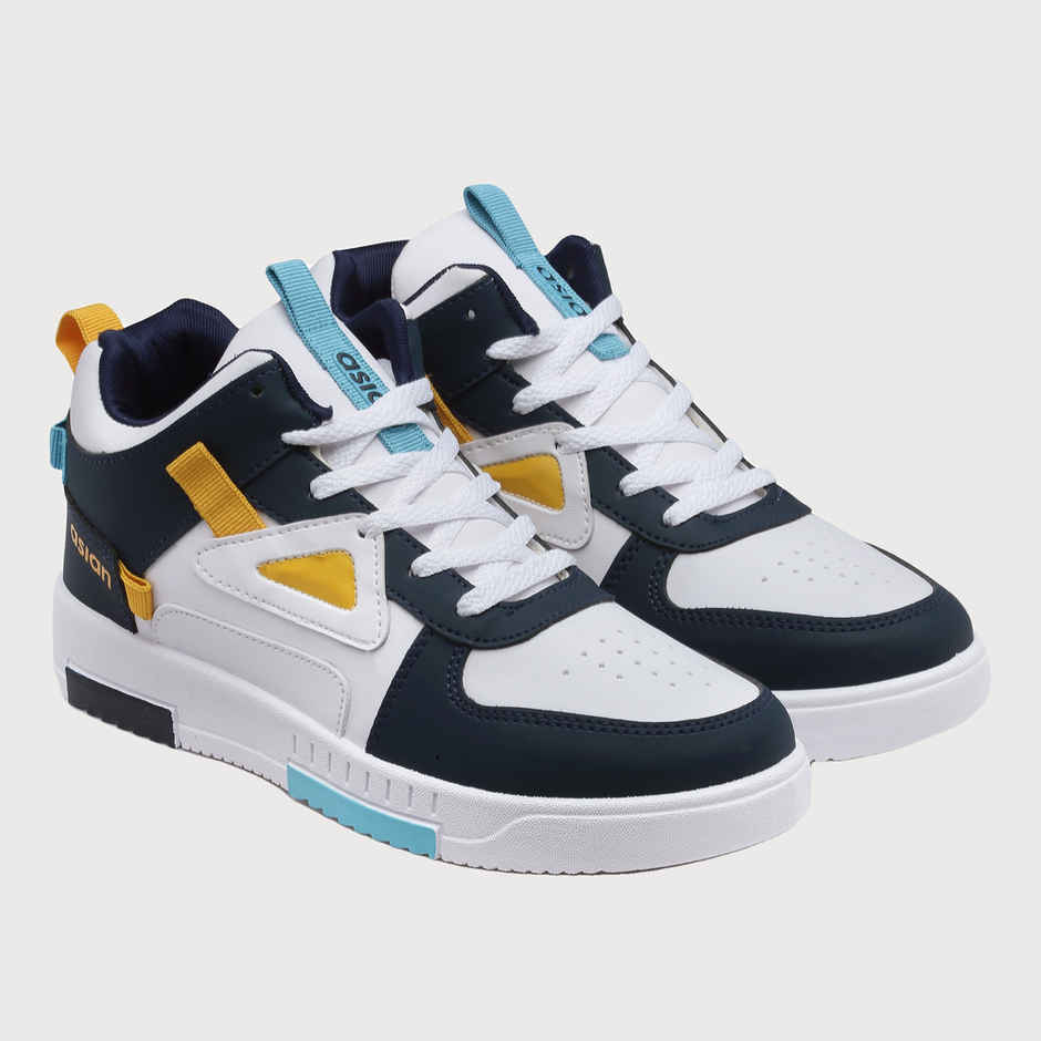 Asian Tarzan-11 Men High Top Sneakers White-Navy (Size-10)