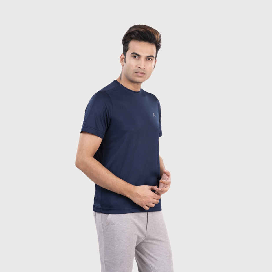 Actimaxx Men's Solid Round Neck Chest Logo Dri-Fit T-shirt | Colour May Vary - L