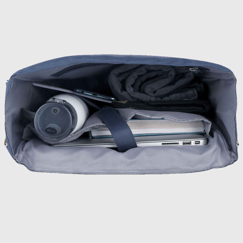 Svenklas Unisex Solid Polyester and Vegan Leather 22 L Top Handle Backpack | Navy