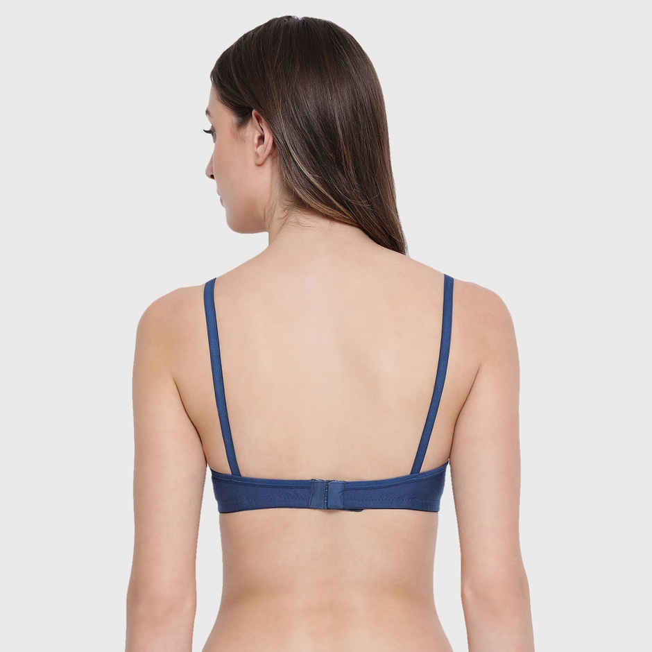 Clovia Women Non-Padded Non-Wired Full Coverage T-Shirt Bra - Blue, Black | 34D