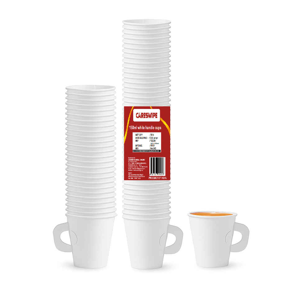 Paper Cups with Handle | 150 ml | Careswipe