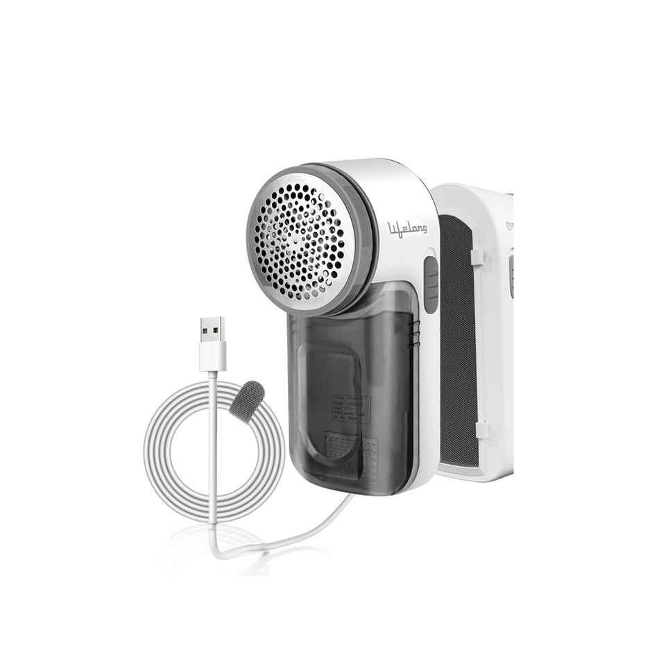 Lifelong LLELR18 (12W)  2-in-1 Lint Remover for Clothes with Brush, Fabric Shaver for Woollen Sweaters, Cotton Clothes, Sofa - Dust & Pet Hair Remover from Clothes - 2 Metre USB - Use with 5V-1A Adapter - Grey