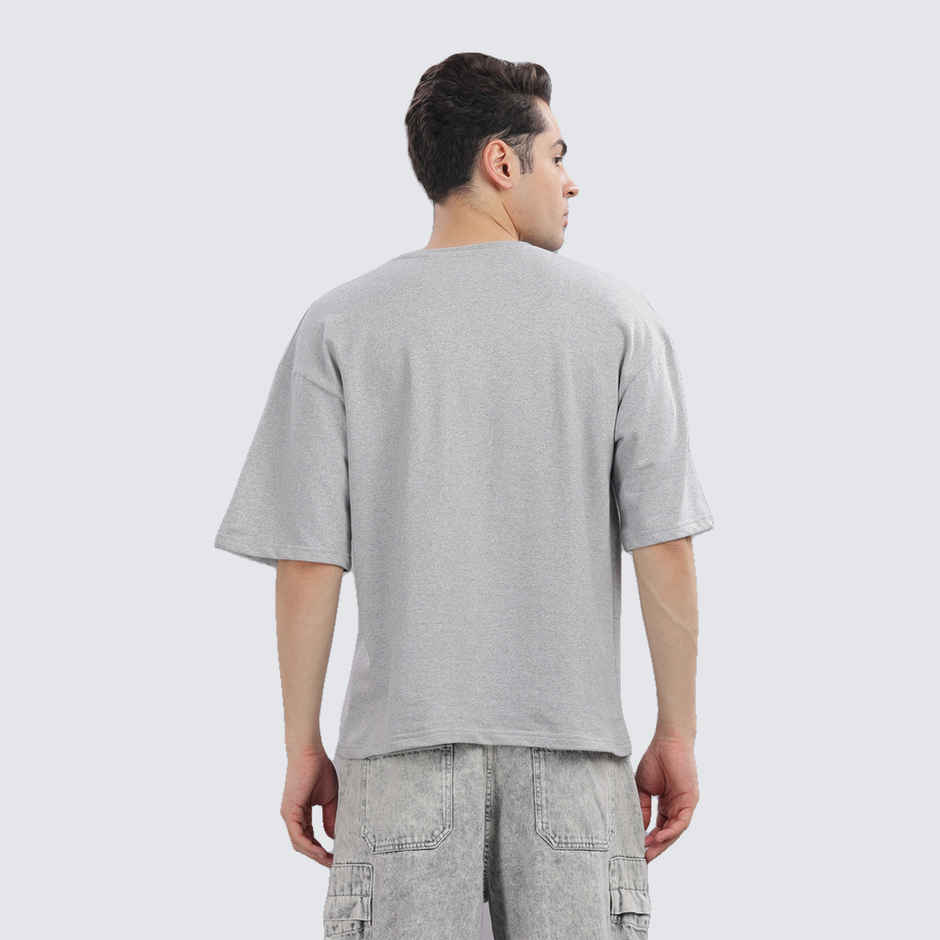 Outlaws Men's 100% Cotton French Terry Fabric Made Oversized T-shirt | Grey - XL