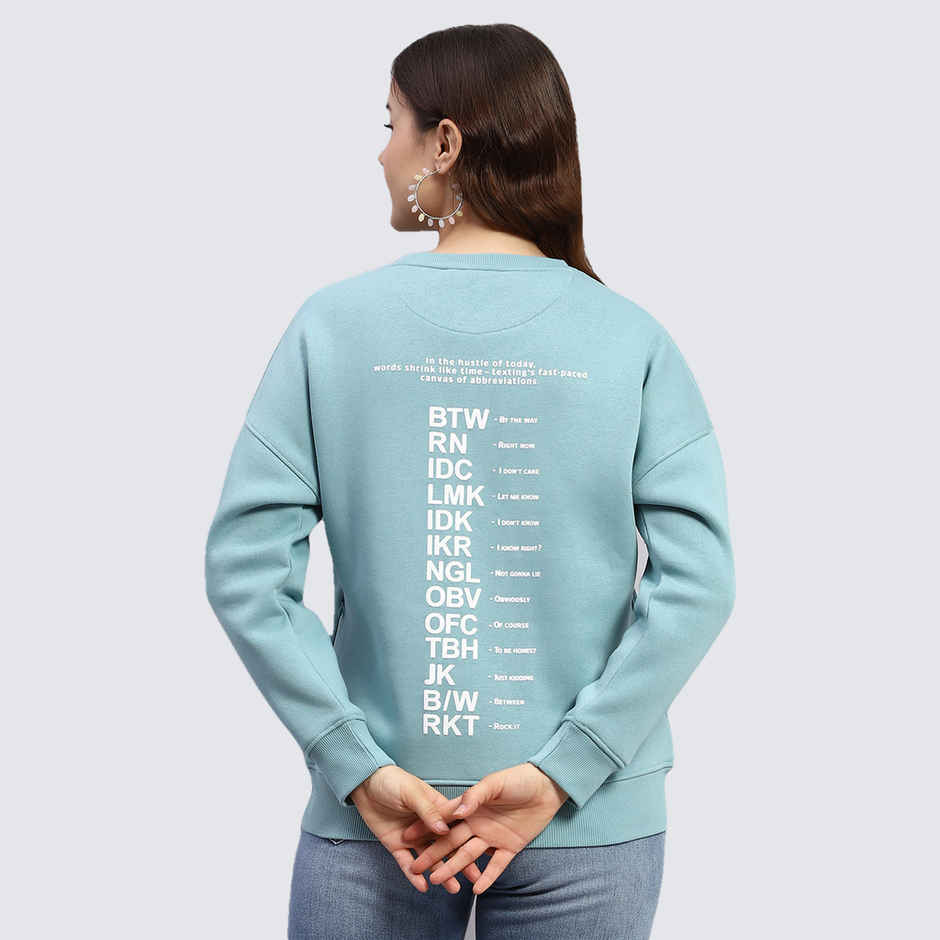Rock.It By Monte Carlo Womens Blue Round Neck Full Sleeve Sweatshirt | 2240102602-1-40 | XL