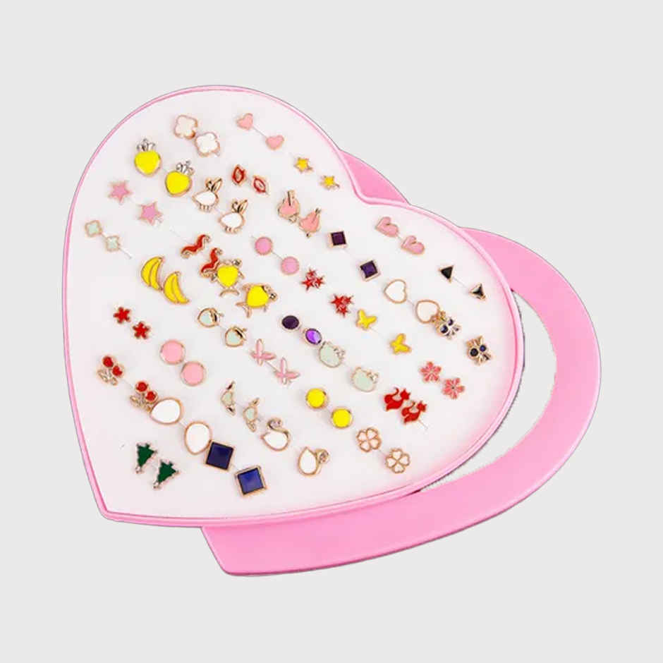 Shining Diva Fashion 36 Pairs Non Precious Base Metal Multicolour Pearl Earrings for Women 12015er