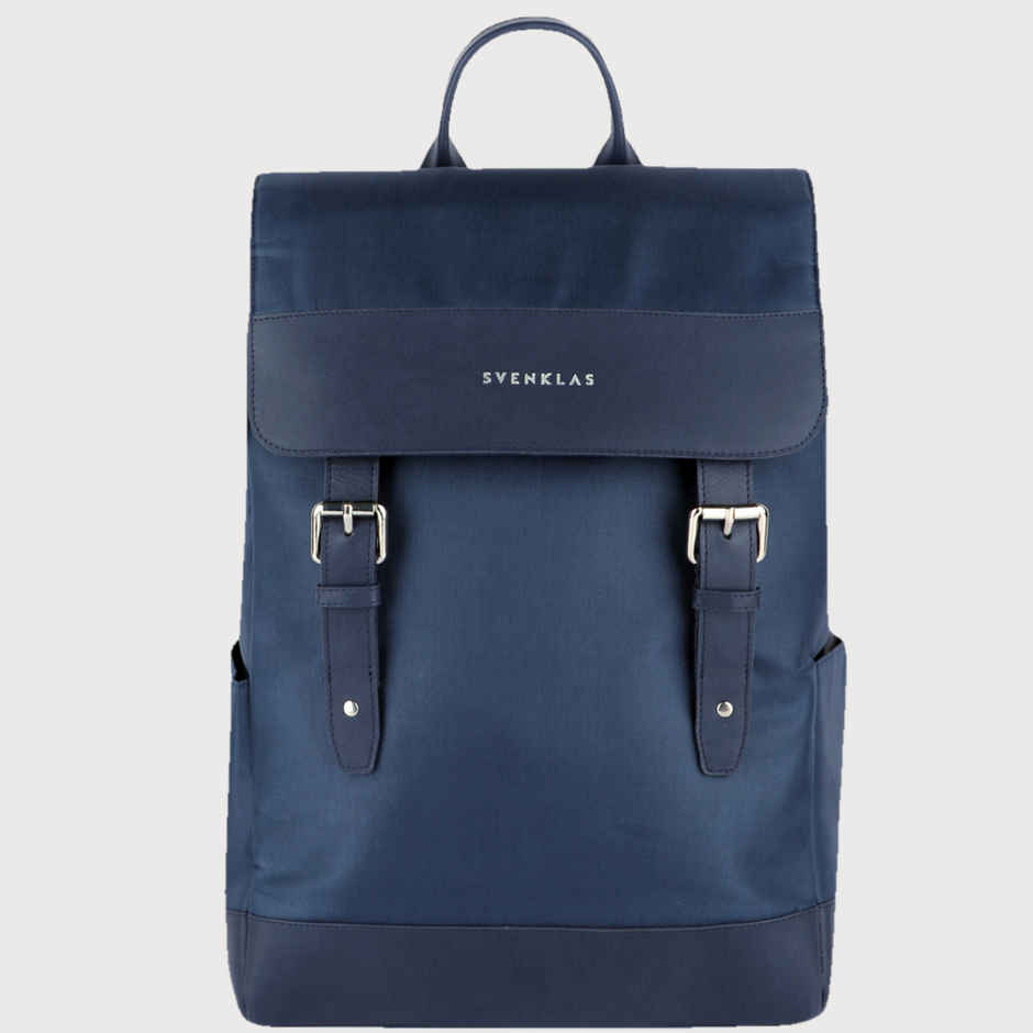 Svenklas Unisex Solid Polyester and Vegan Leather 22 L Top Handle Backpack | Navy