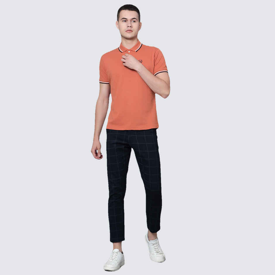 Cantabil Men's Half Sleeve Polo Collar Cotton T-shirt | Brown - L