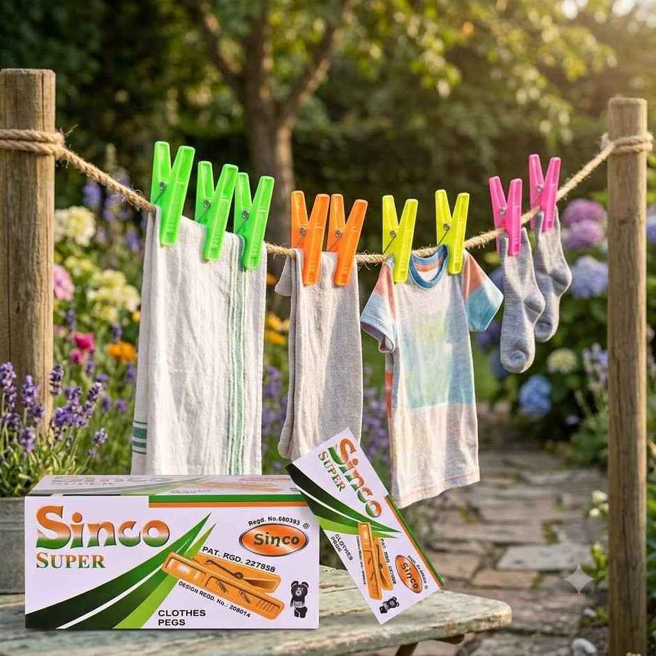 Sinco Super Cloth Clips / Cloth Pegs - Pack of 1 (12 Pieces)