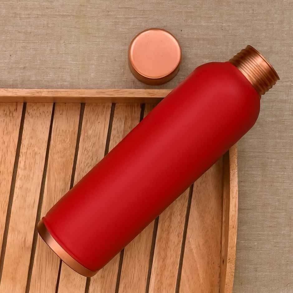 OGGN Copper Water Bottle For Daily & Office Use 950 ml, Red |Pure Copper