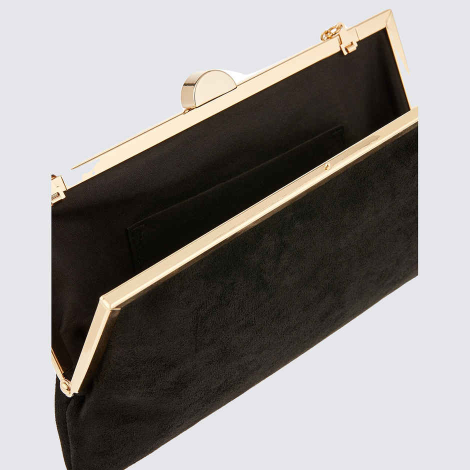 Accessorize London Women's Suedette Clipframe Party Bag | Faux Leather - Black