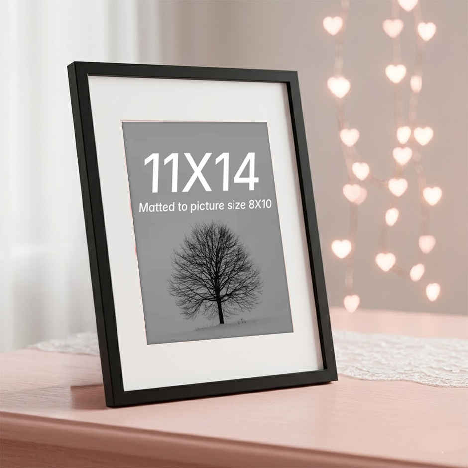 Art Street Synthetic Document Large Size Wall Photo Frame, 11x14 Inch, Matted To 8x10 Inch | Black