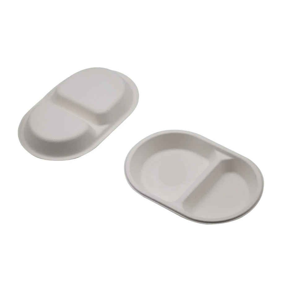 Bagasse Tray | 2 Compartment | Ideal for Starters Dips and Snacks | Vinay Trading