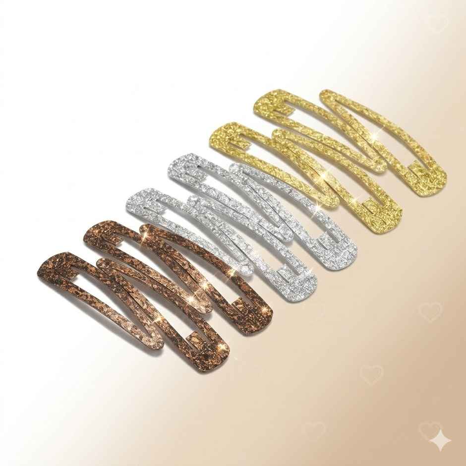 The Opal Factory Glitter Tic Tac Pinsfor Girls and Women | Gold, Silver and Black