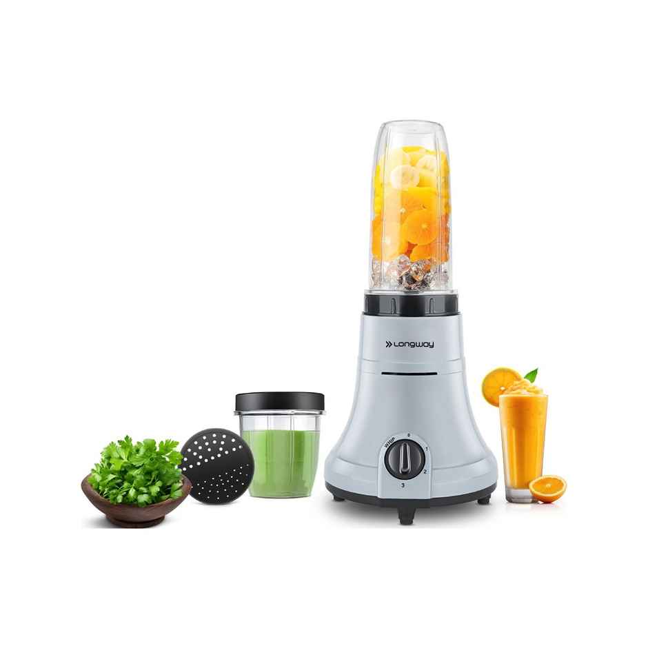 Longway Sage Juicer Mixer Grinder | 500 Watt | 2 Jars for Grinding & Mixing, Juicing with Powerful Motor | Gray&Black