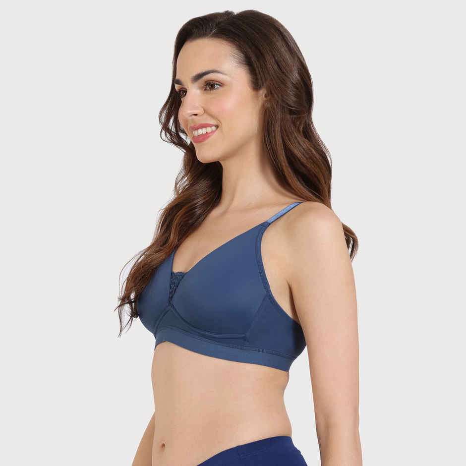 Zivame Women's Beautiful Basics Padded Non Wired 3/4Th Coverage T-shirt Bra | Blue - 34C