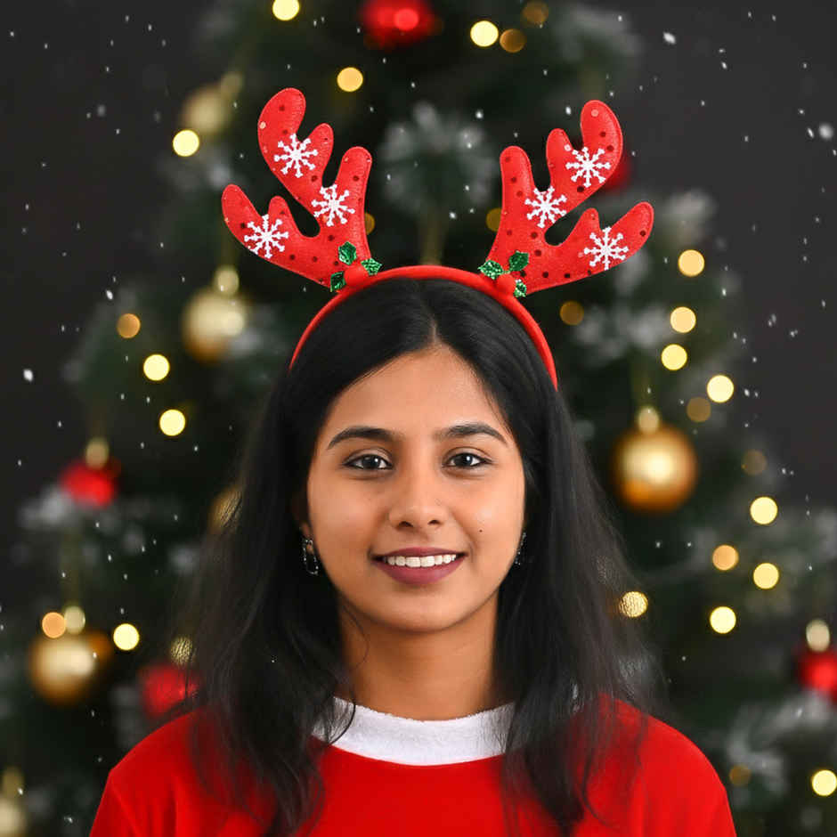 Red Deer Horn Christmas Hair Band | Party Accessory | Bandhan