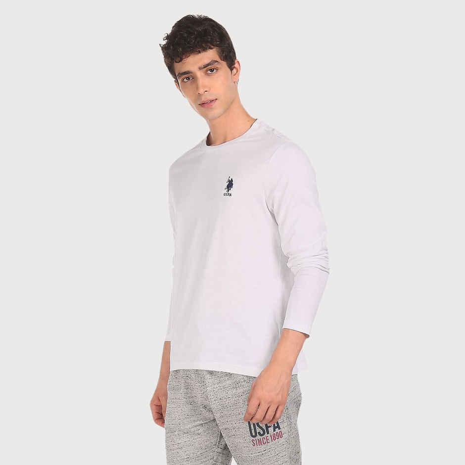 U.S. Polo Assn. Men's Pure Cotton Long Sleeve Lounge T-Shirt | White - XL