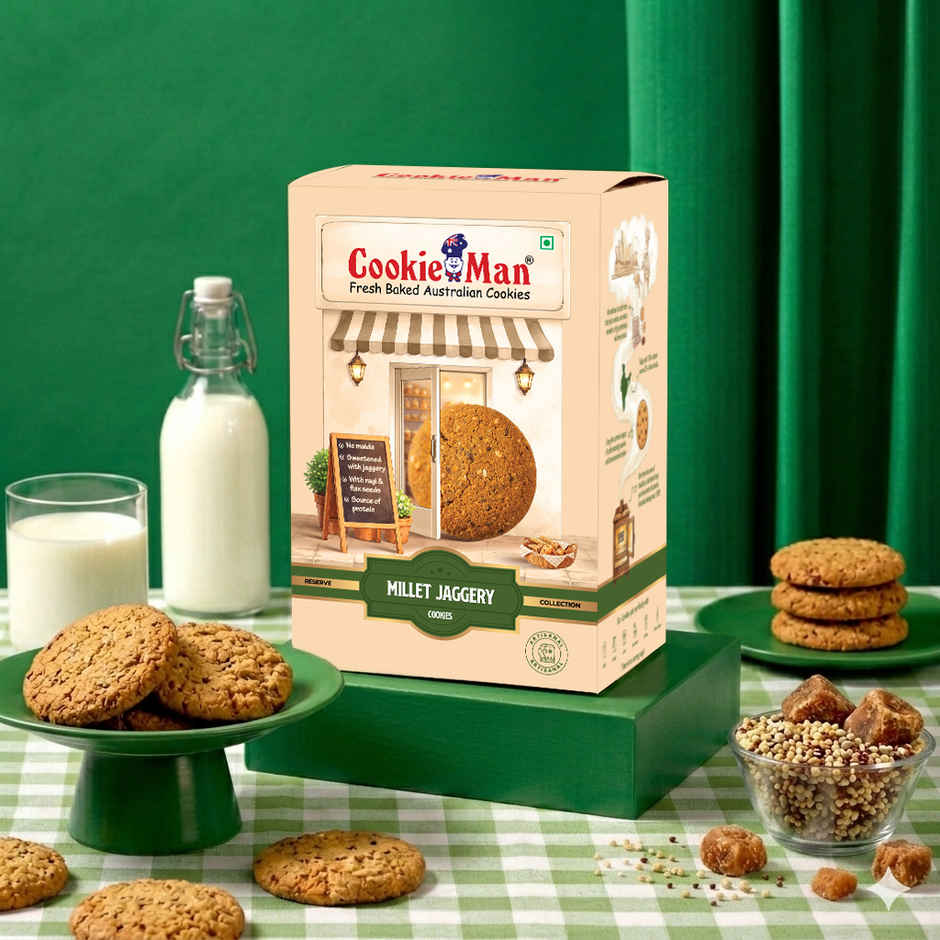 CookieMan Premium Millet Jaggery Ragi Atta Cookies Biscuits