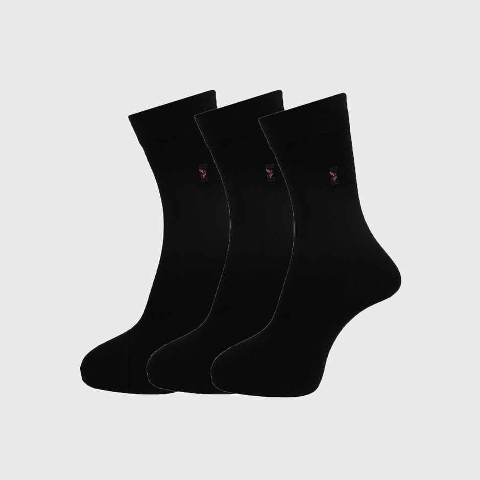 Dollar Men's Solid Cotton Calf Length Socks | Black - Free Size