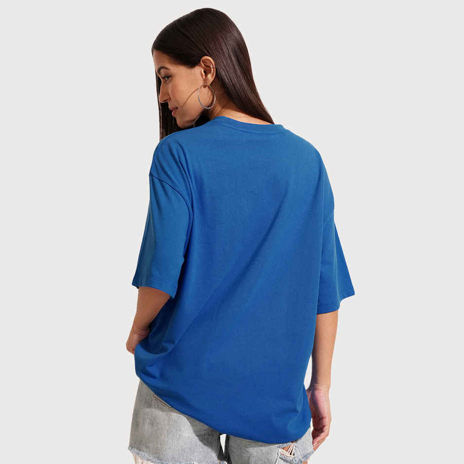 Tokyo Talkies Women's Chest Embroidered T-shirt | Blue - XL