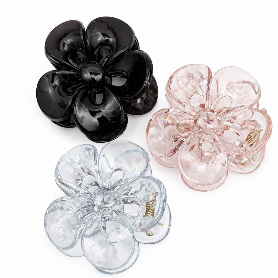 The Opal Factory Hair Accessories | Translucent Flower Dew Drop Clutches | Maroon, Cream, Peach