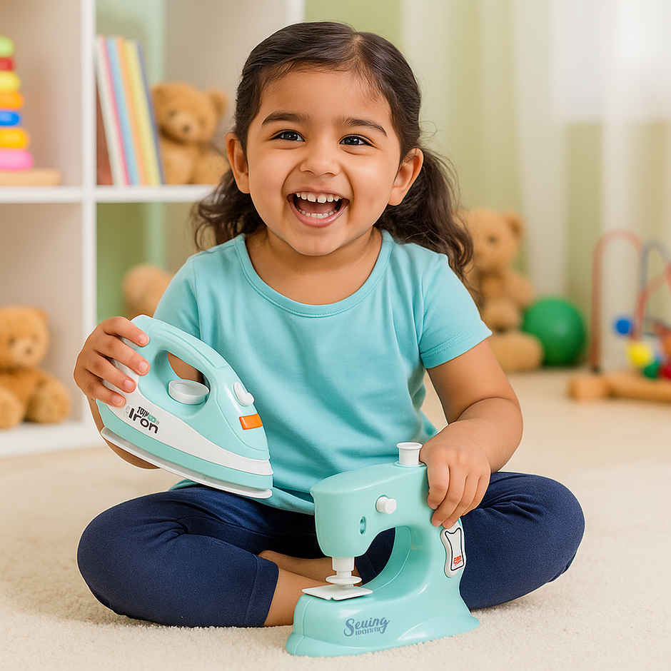 Anz Toy Green Iron & Sewing Machine