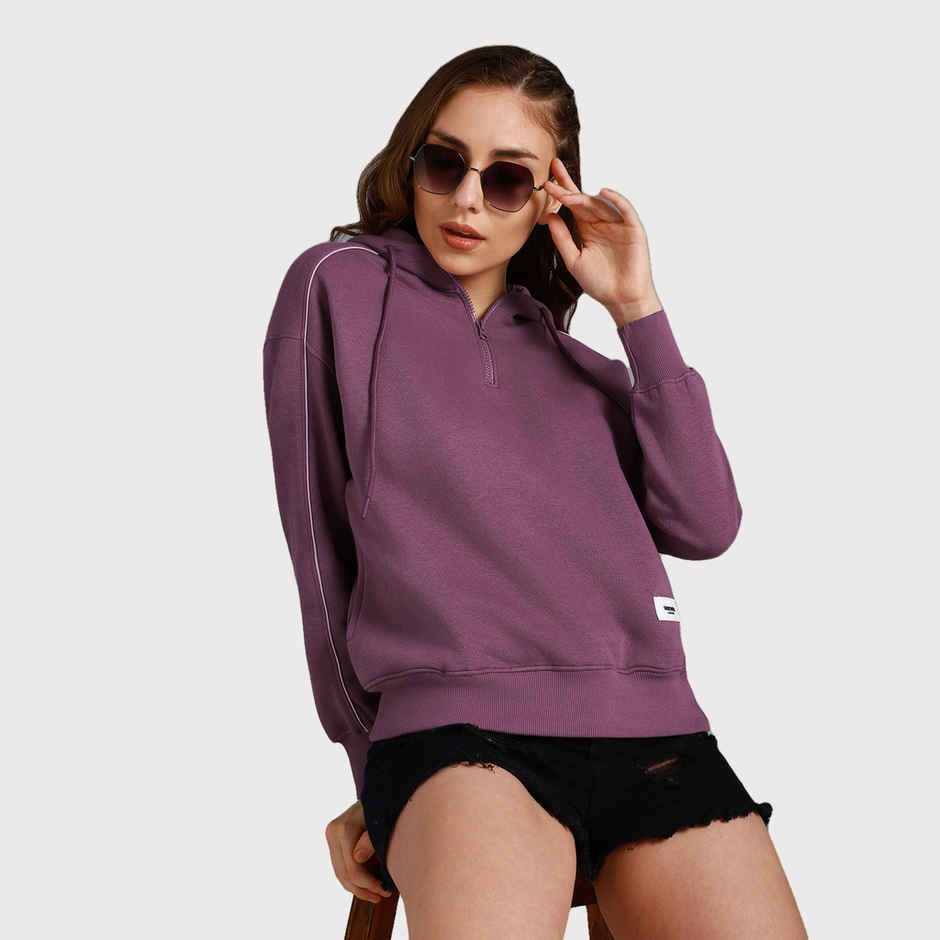 High Star Women's Hooded Long Sleeves Pullover Sweatshirt | Purple - L