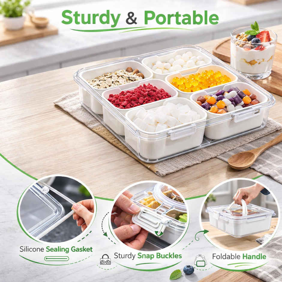 Zedak Divided Food Storage Box 8 Compartment with Clear Lock Lid - 1 pc