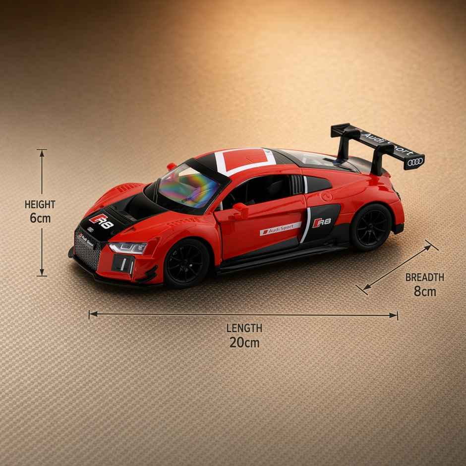 MSZ Licensed Audi R8 LMS Diecast Model Car Red 1:24 Scale Collectible Toy