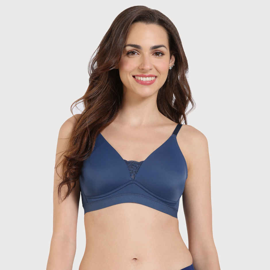 Zivame Women's Beautiful Basics Padded Non Wired 3/4Th Coverage T-shirt Bra | Blue - 34C