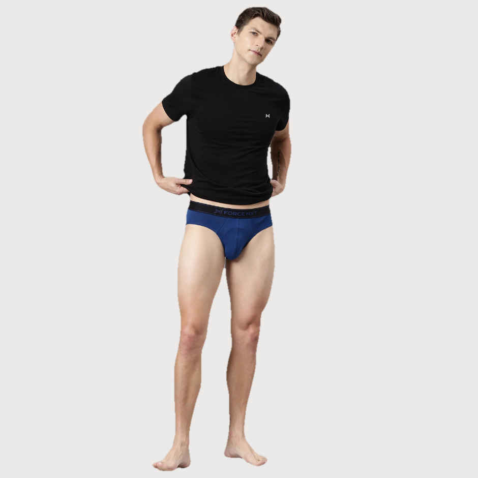 Force Nxt Men's Super Combed Cotton Four Way Stretch Solid Brief | Assorted - M