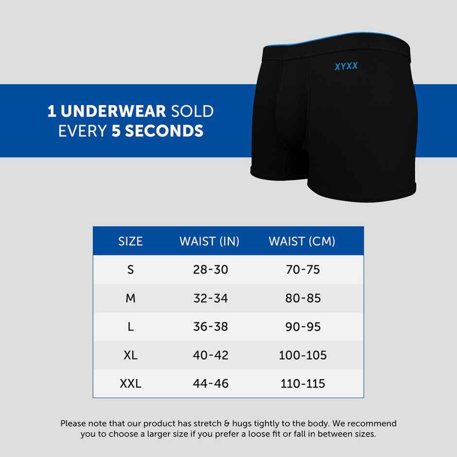 XYXX Men's Uno Modal Solid Trunks Pack of 1, Black| L