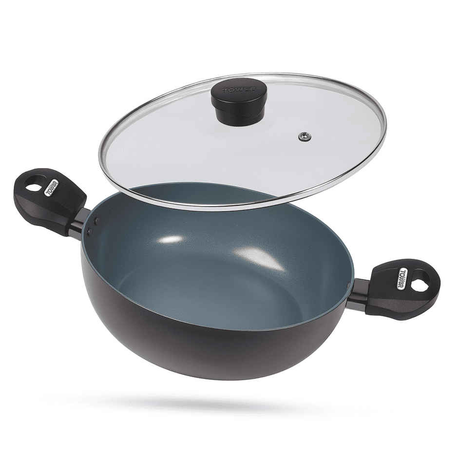 Tower Cerasure Non-Stick Kadhai | 24 cm | Gas & Induction Compatible