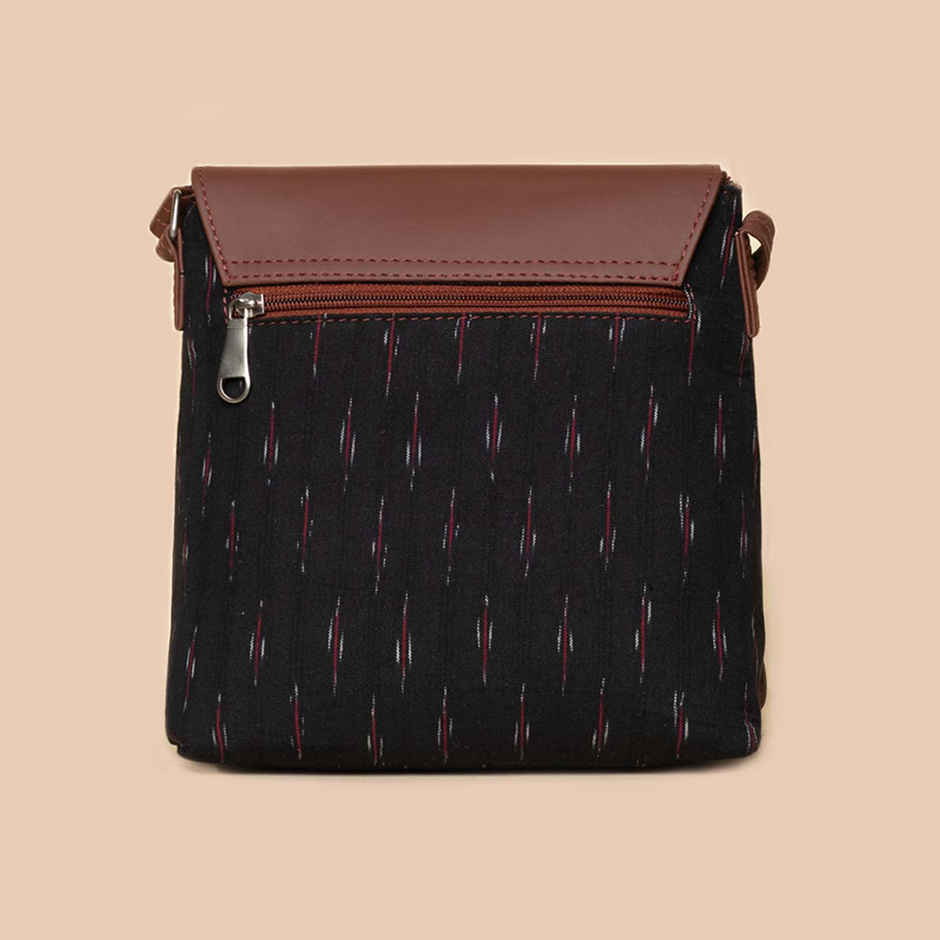 Zouk Women's Woven Vegan Leather and Handcrafted Fabric 5.6 L Sling Bag 