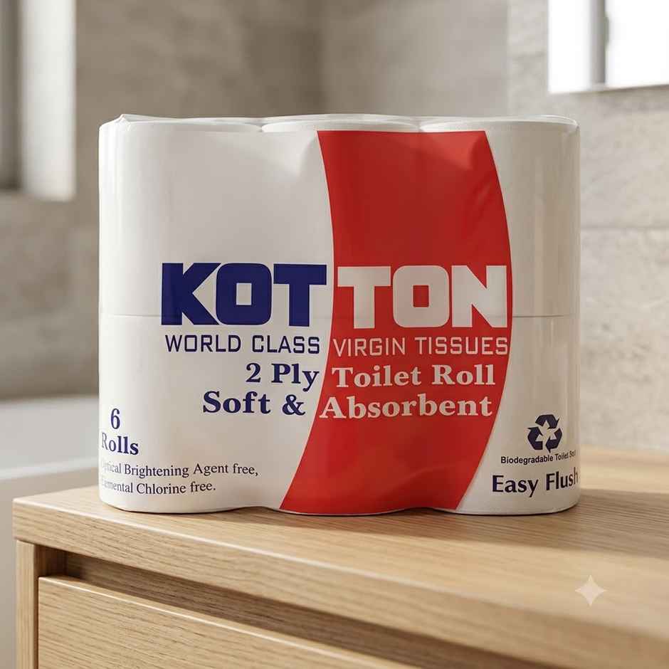 Kotton Toilet Roll 100% Virgin Pulp/Paper | 2 Ply | 230 Sheet | Pack of 6