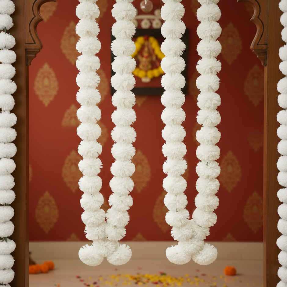 Decorative White Latkan Set | Pack of 2 | Mangal Bhawan