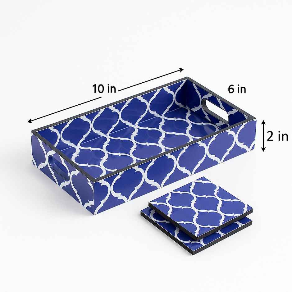 Sanjeev Kapoor By OGGN Mdf Meena Mugal Printed Tray - 10 x 6 with Coaster