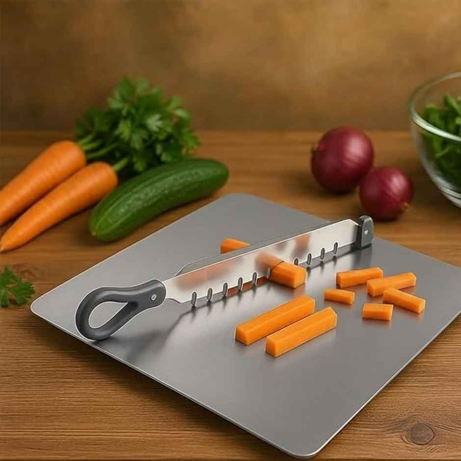 Perpetual Mart Steel Chopping Board with Cutting Guide