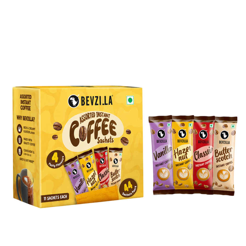 Bevzilla Assorted Instant Hot & Cold Coffee Sachets Pack | 4 Flavours