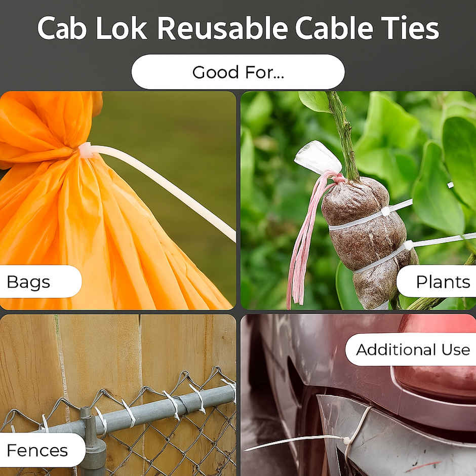 Soham Housewares Cab Lok Strong Nylon Cable Wire | White - 150 x 3.6 mm