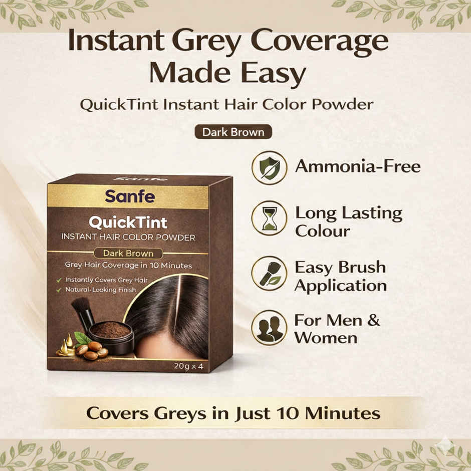 Sanfe QuickTint Instant Hair Color Powder For Grey Coverage