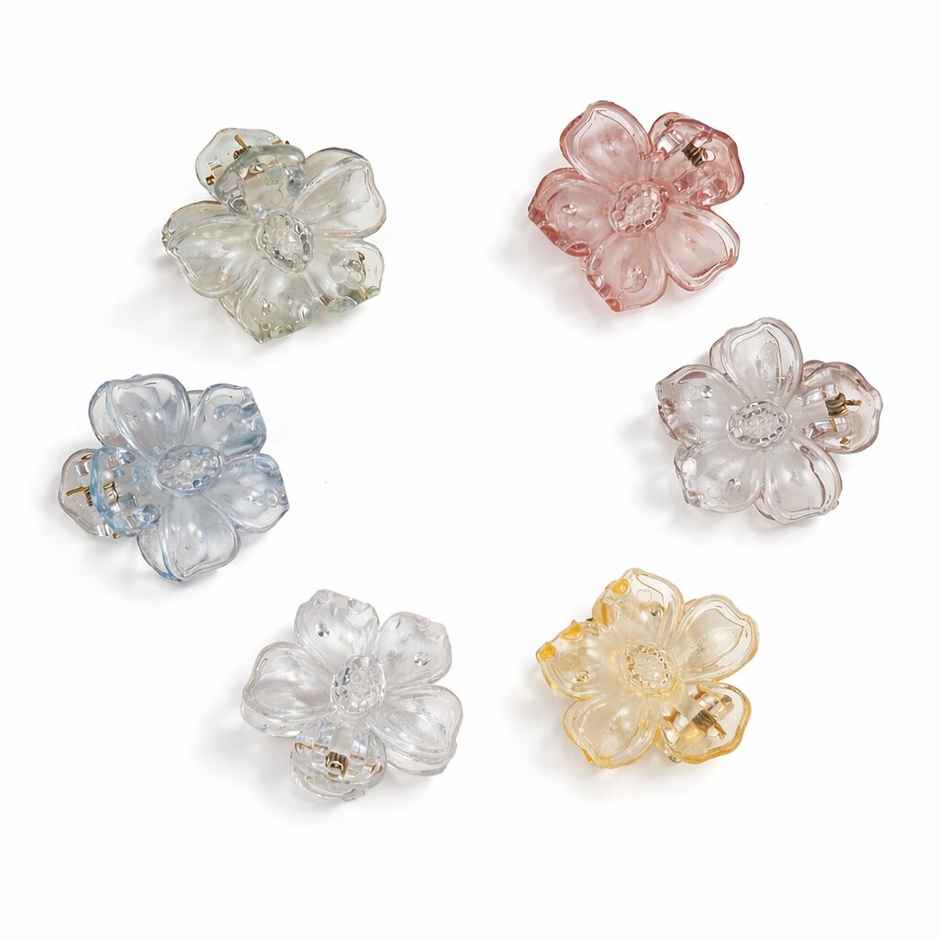 The Opal Factory Hair Accessories | Transparent Clips | Pack of 6 | Translucent Multicolor