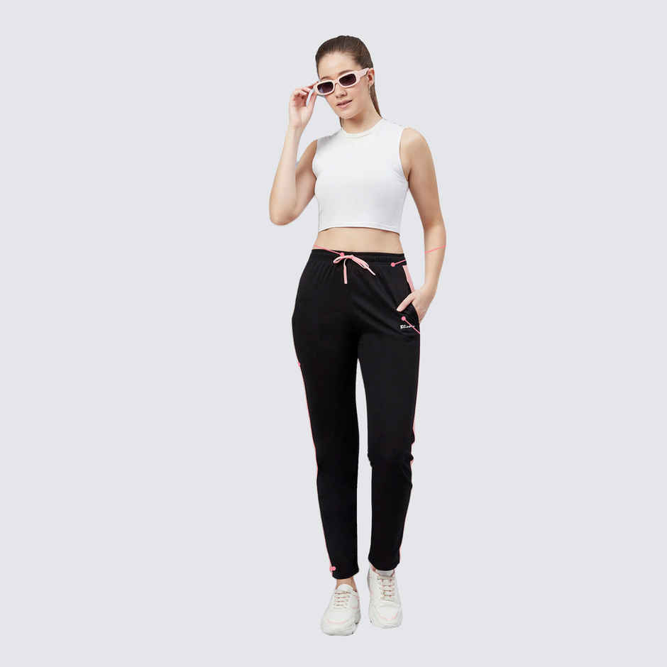 Blinkin Women's Cotton Color Block Pyjamas & Track Pants with Side Pockets | Black - L
