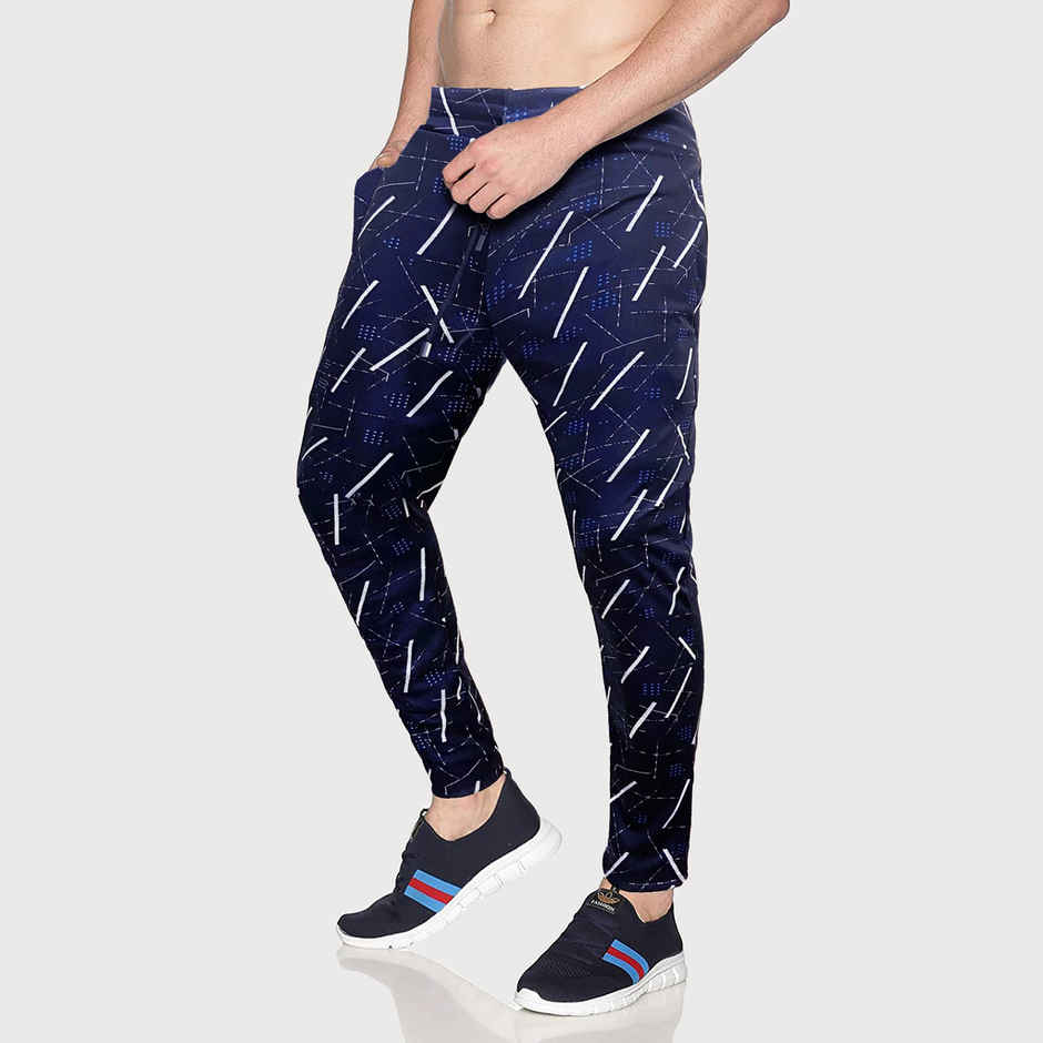 Avolt Men's Printed ZigZag Regular Fit Track Pant | Blue - 2XL