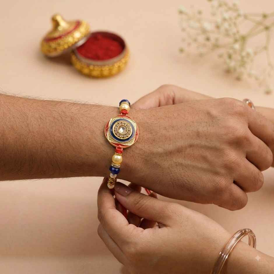 Rakhi for Brother | Studded | Stone | Pack of 1 | Shree Rakhi